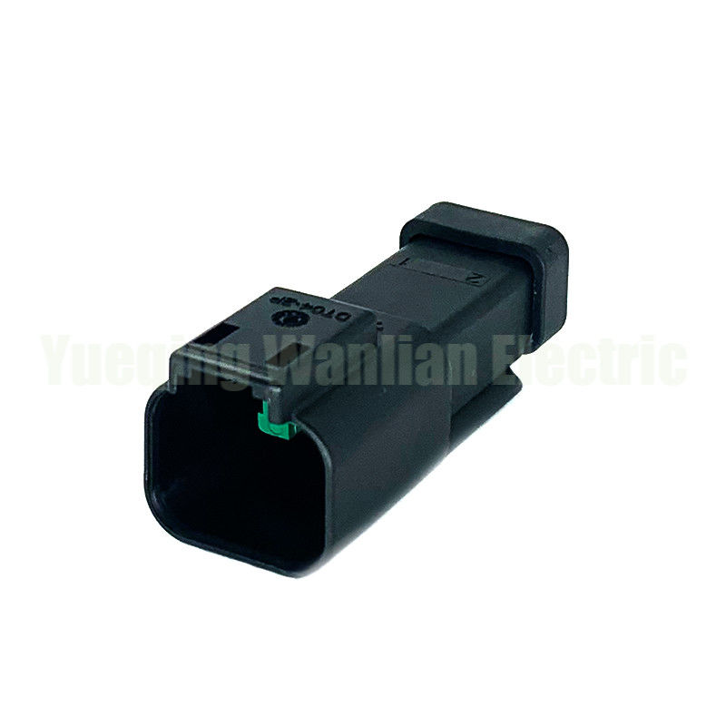 2 دبوس DT04-2P-CE03 الأسلاك السوداء السلكية الحزام الحديدية المقاومة للماء